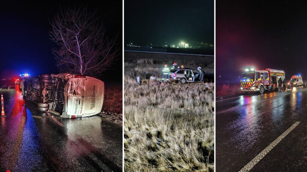  VIDEO | Accident grav noaptea trecută la Lețcani: nouă persoane evaluate medical. Un microbuz și două autoturisme au fost implicate – UPDATE
