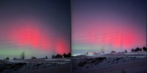 Imagini rare, dar tot mai întâlnite în ultimii ani. „Aurora boreală”, vizibilă noaptea trecută de la Releu, din Bucium