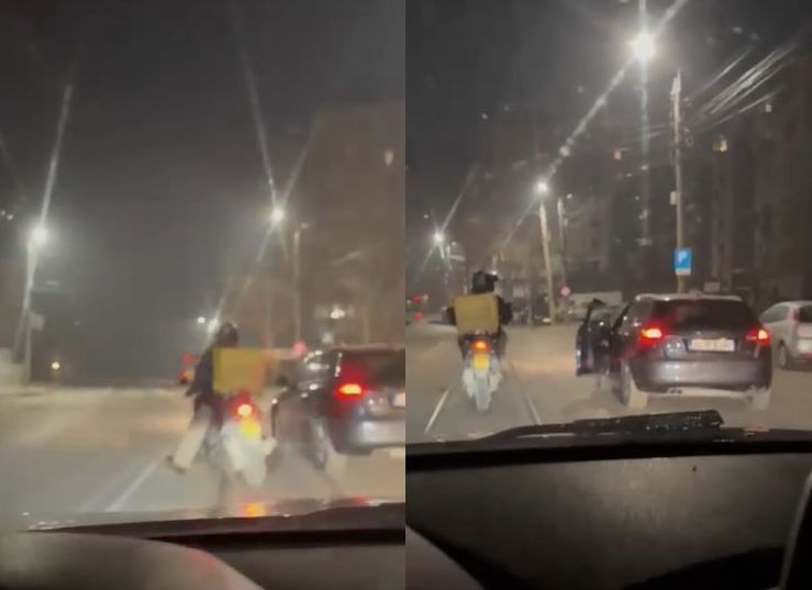 VIDEO | Ce a pățit șoferul din Iași care a agresat în trafic un curier Glovo. A încercat să îl scoată cu mașina de pe drum