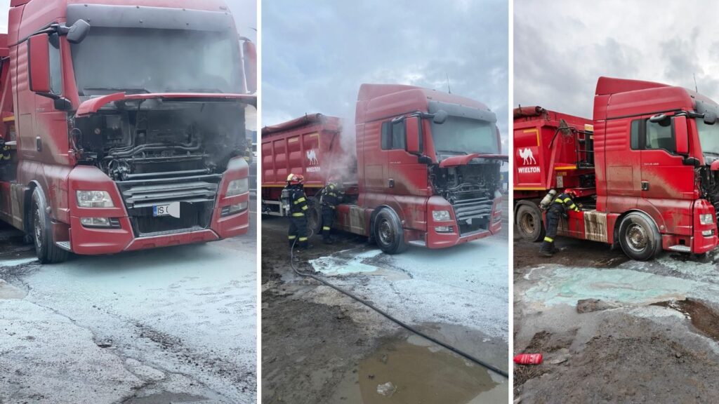  VIDEO | Autocamion cuprins de flăcări în Miroslava. Un pompier din Vaslui aflat în timpul liber a intervenit înainte de sosirea echipajelor