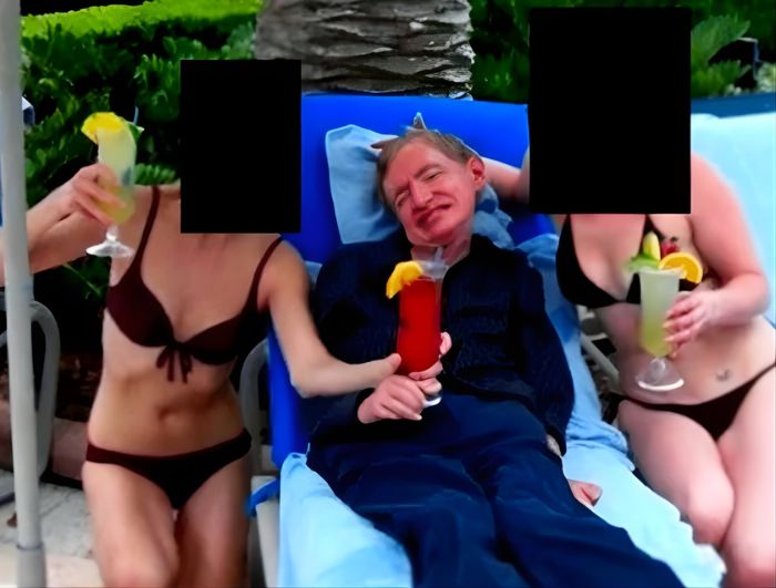 Stephen Hawking, surprins pe șezlong alături de două femei în bikini, într-o fotografie din dosarele Epstein. Ce epune familia celebrului fizician britanic